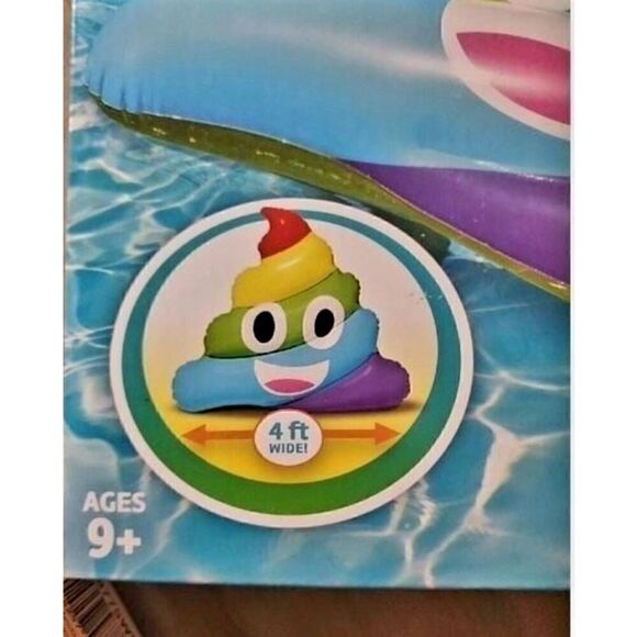NIB PLAYDAY RAINBOW POOP EMOJI  POOL FLOAT - Picture 2 of 4